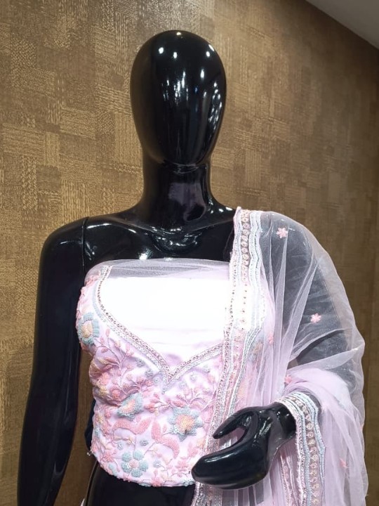 Pink Lehenga with Floral Embroidery