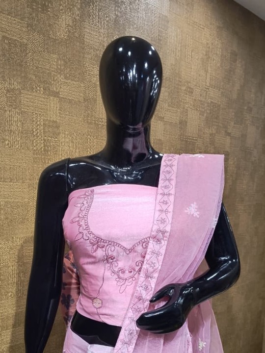 Pink Lehenga with Silver Zari Work