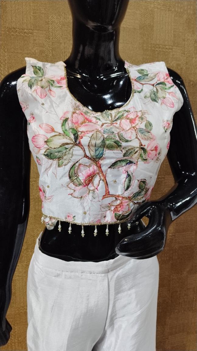 White, Pink, Green Floral Fusion Ensemble
