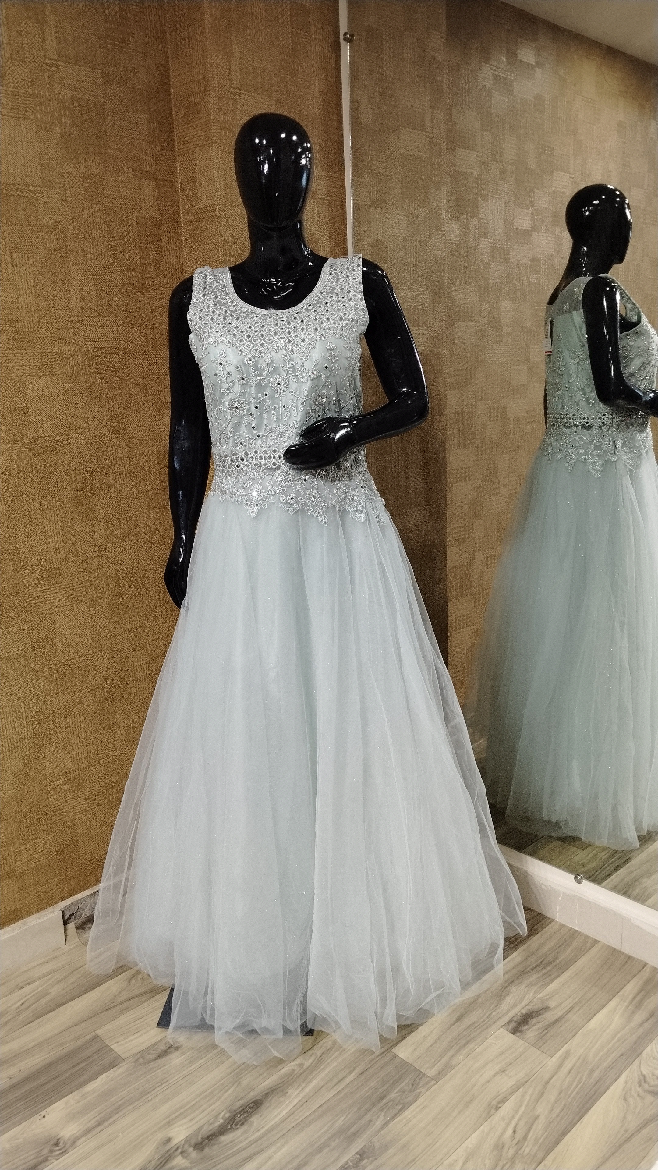 Light Azure Mirror Work Gown