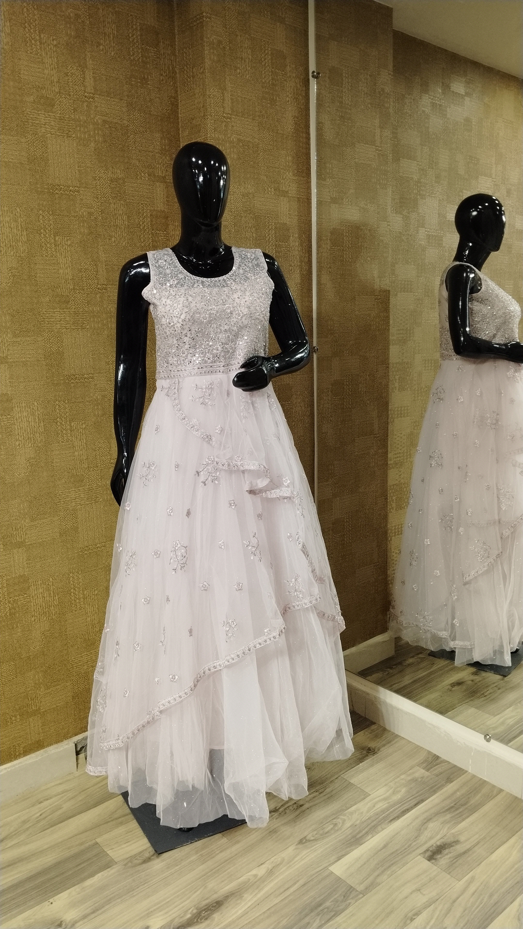 Pink Embroidered Thread Work Gown