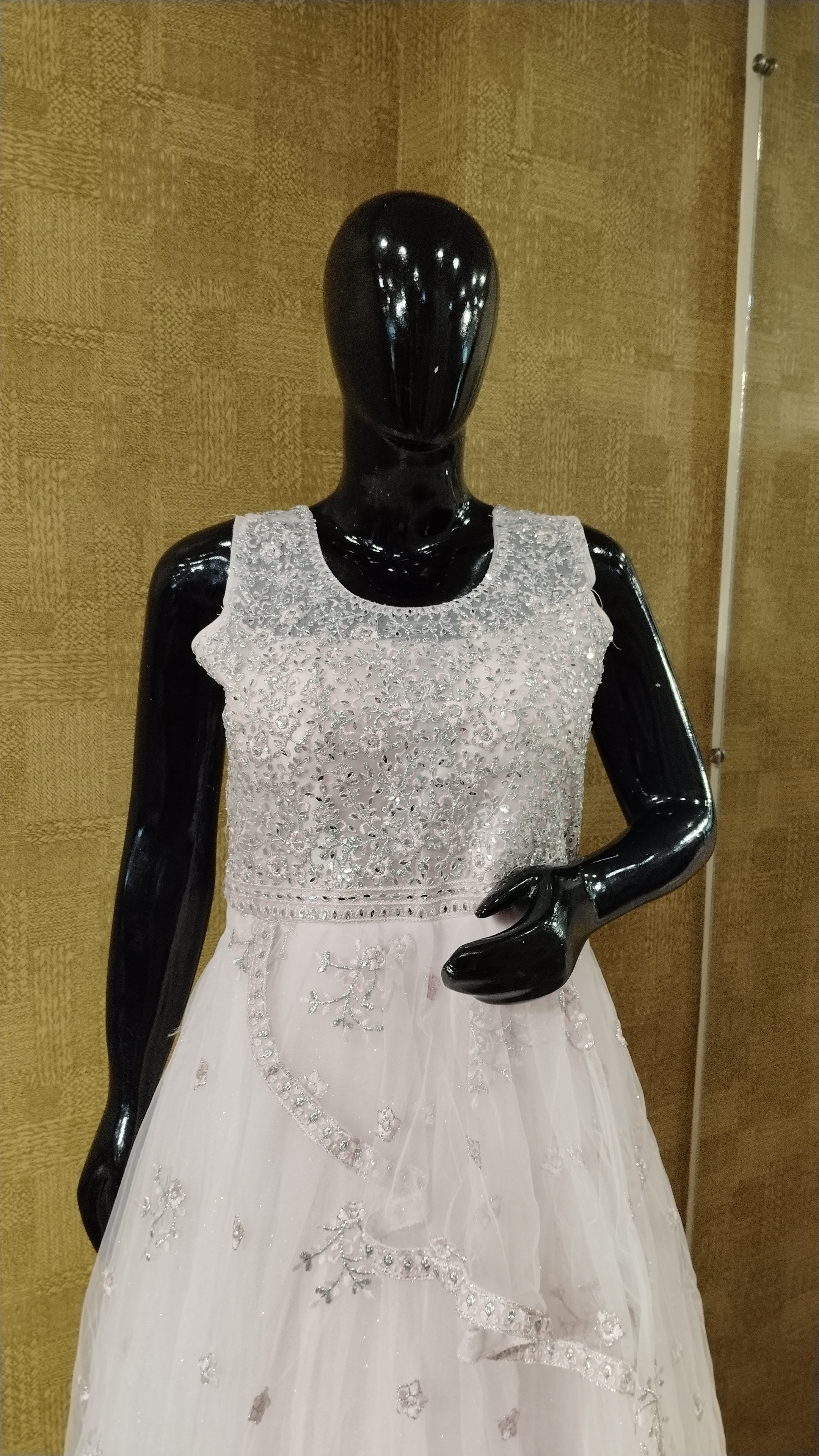 Pink Embroidered Thread Work Gown