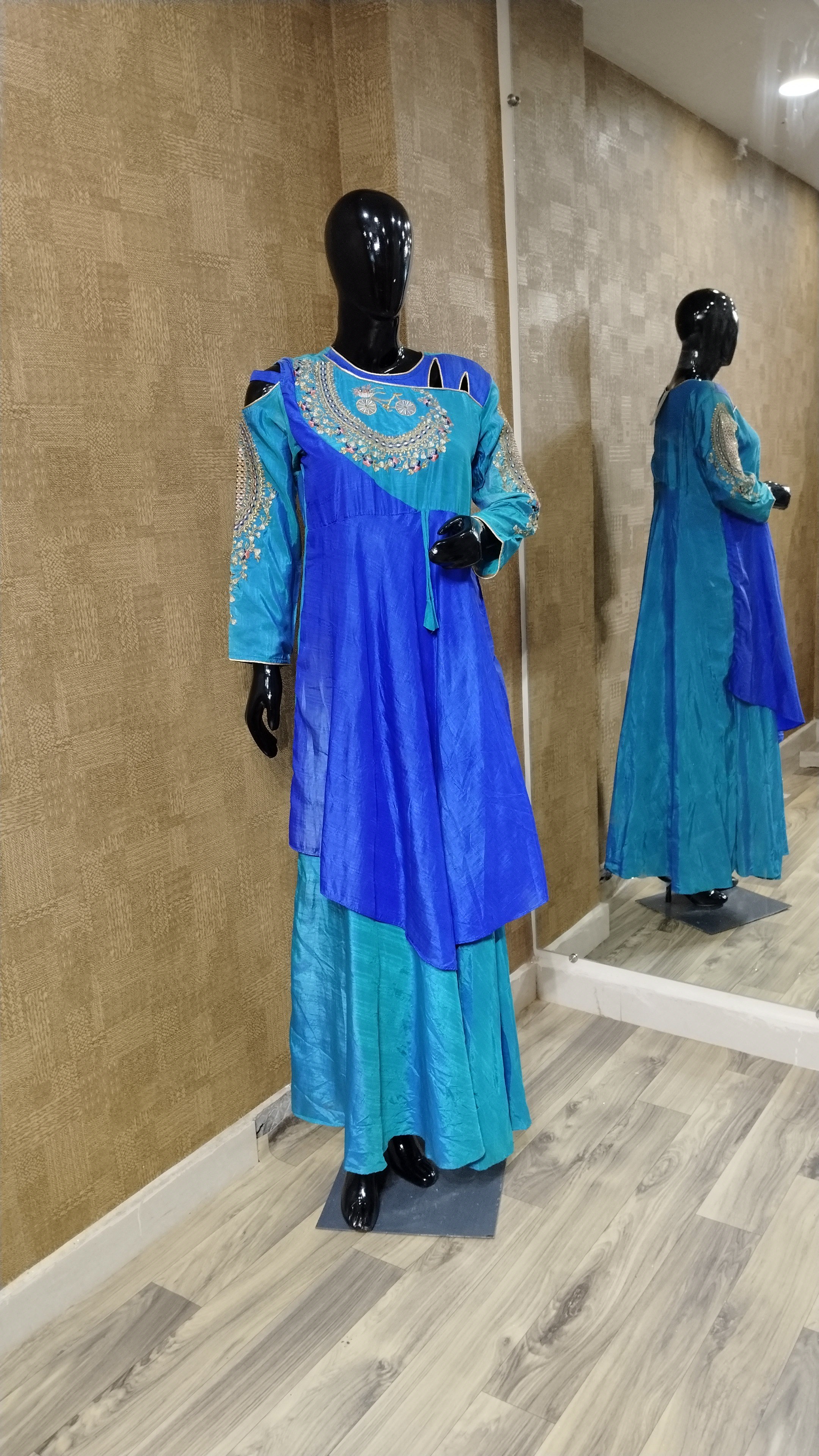 Dark Blue Light Blue Handwork Gown