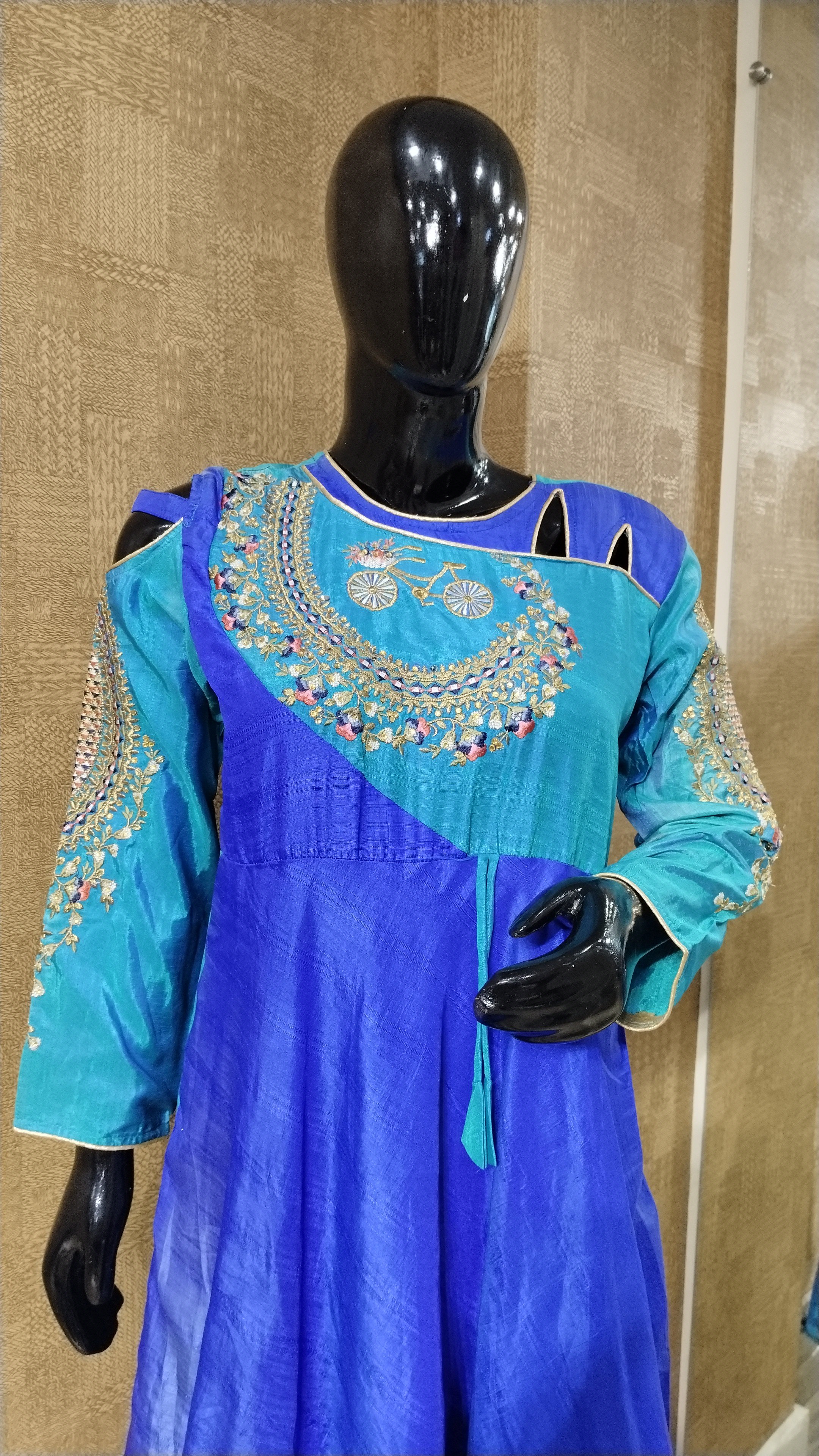 Dark Blue Light Blue Handwork Gown