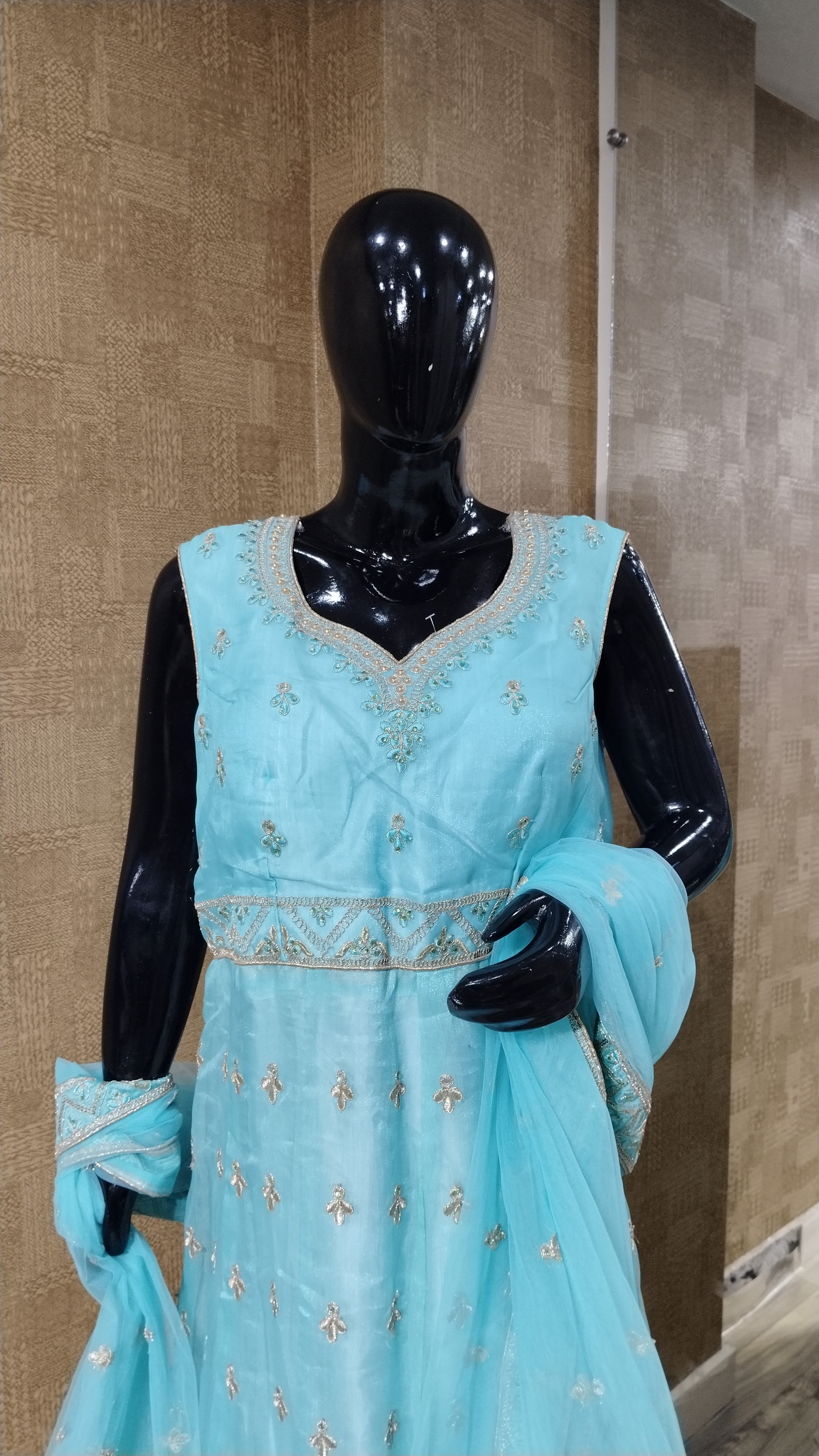 Aqua Blue Anarkali Suit
