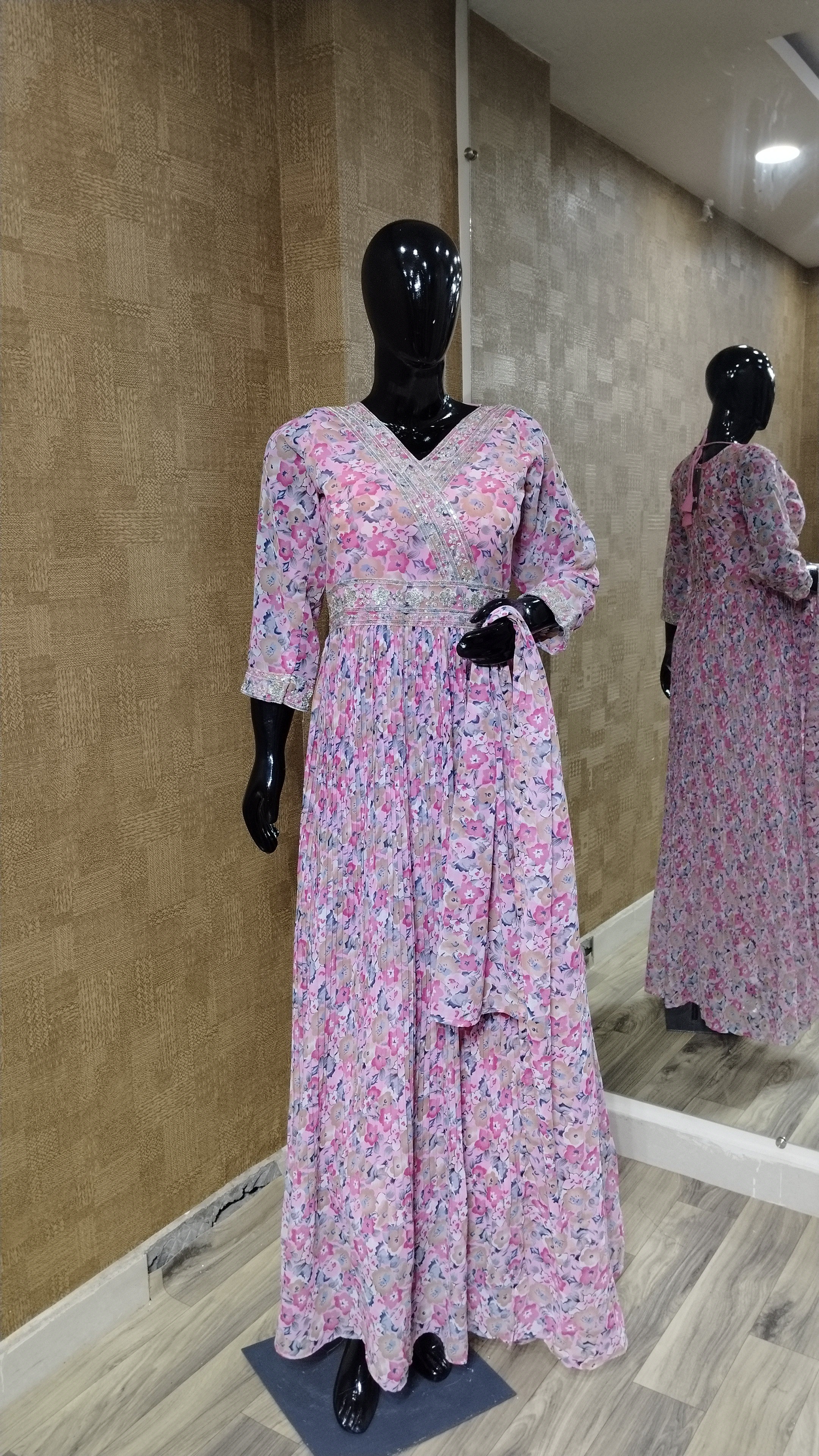 Purple, Light Purple, Ivory Floral Design Gown