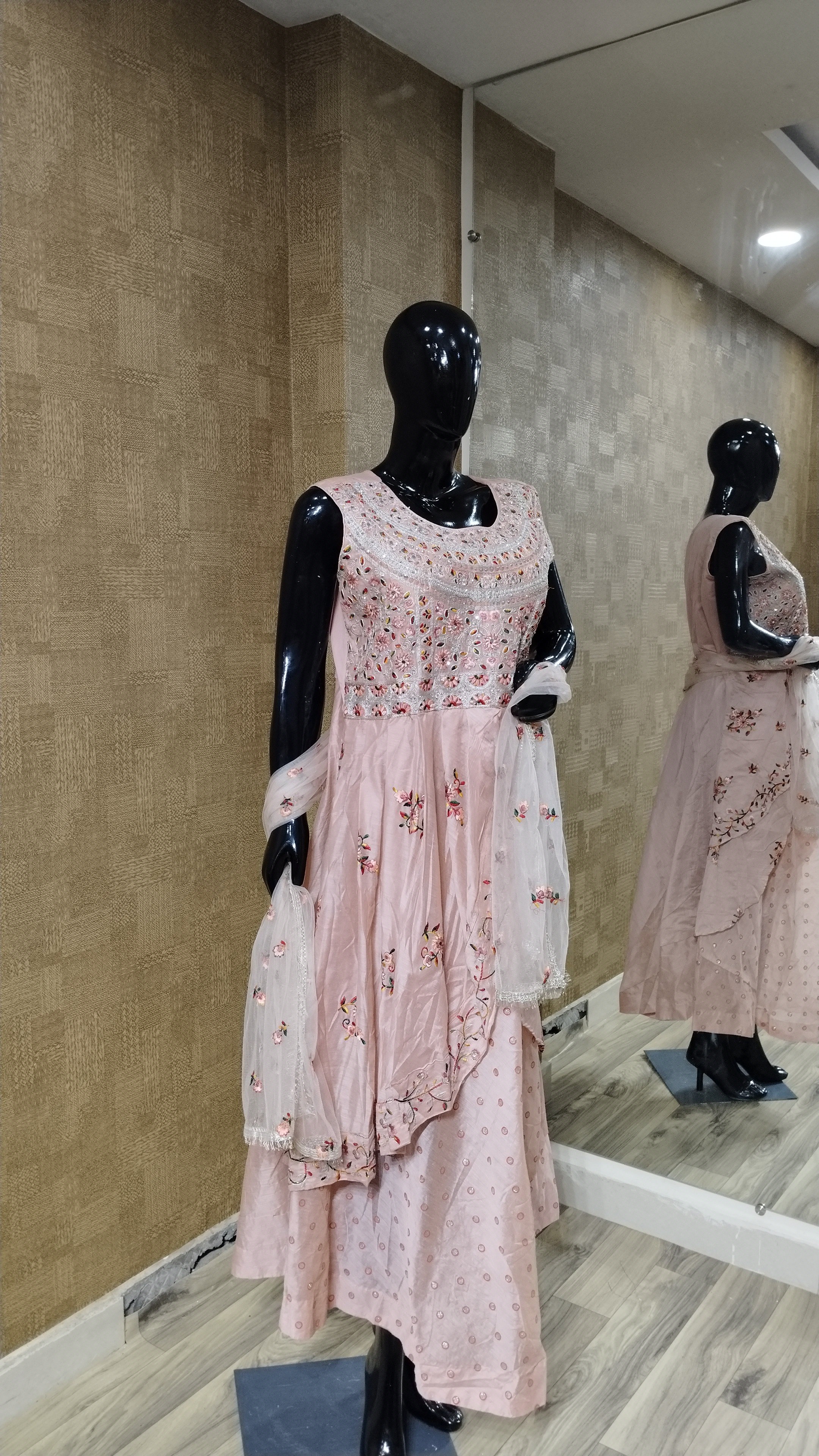 MistyRose Color Floral Butas Gown