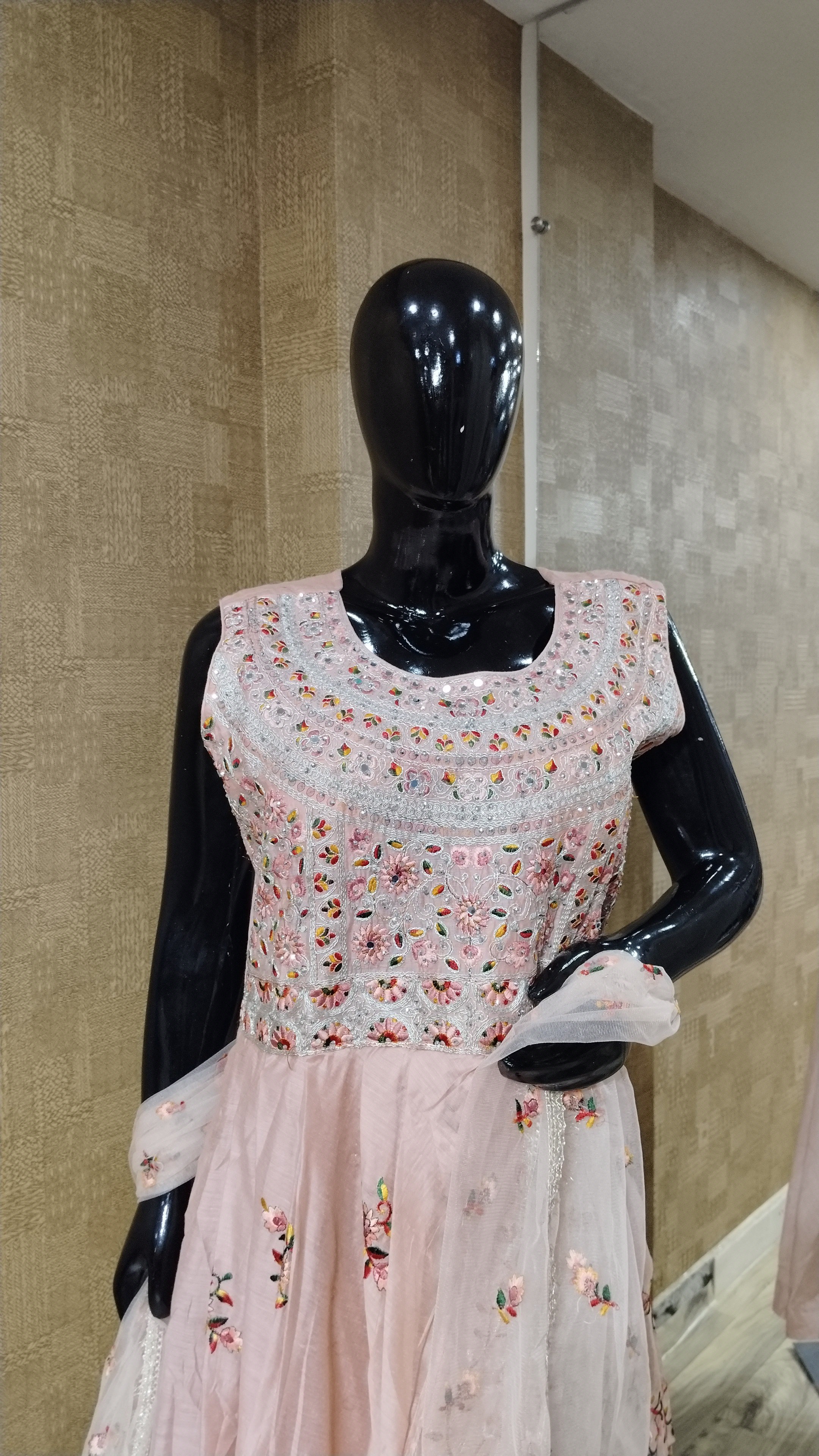 MistyRose Color Floral Butas Gown