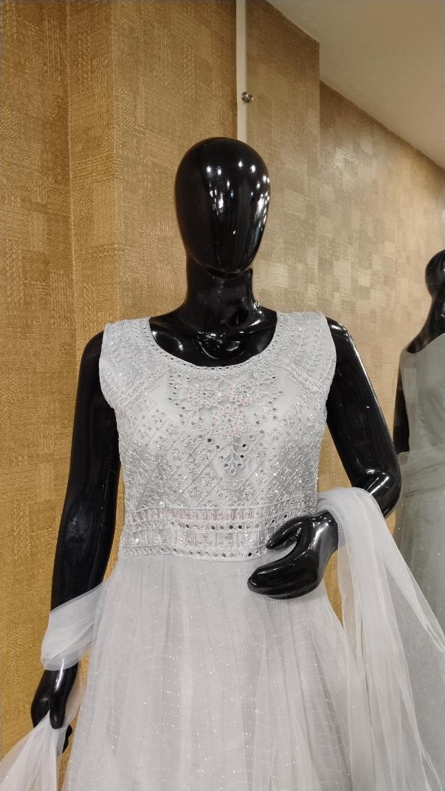 Light Grey/Silver Full-Length Embellished Gown
