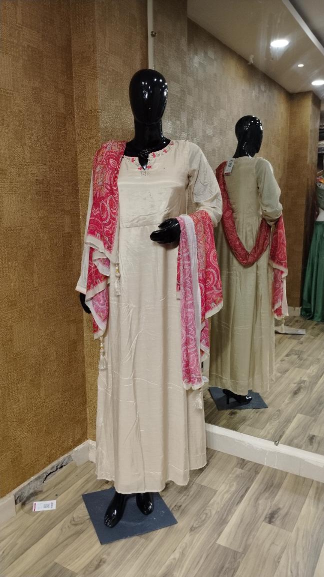 White with Pink/Red Traditional Print Gown