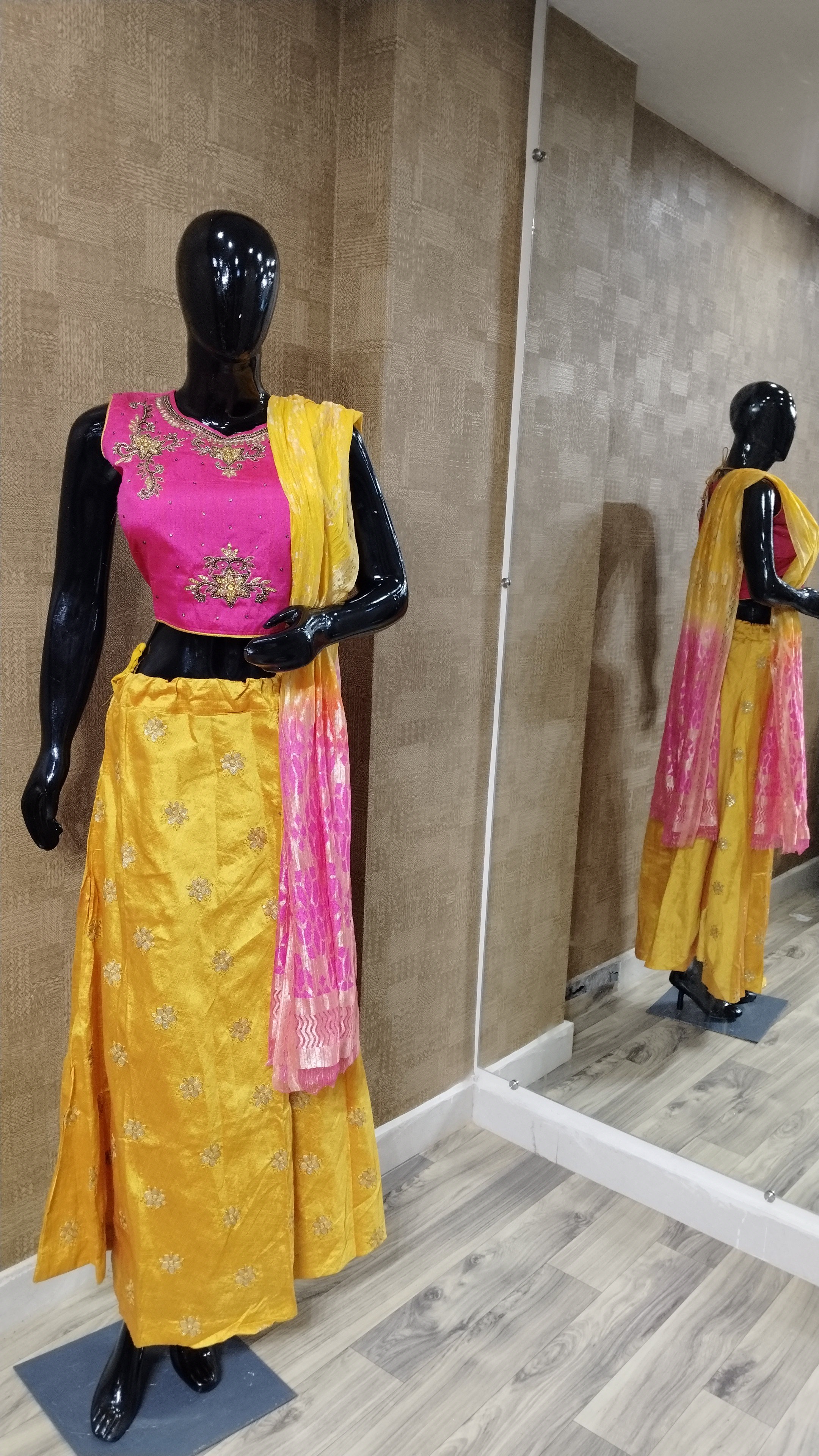 Yellow-Pink Lehenga Choli