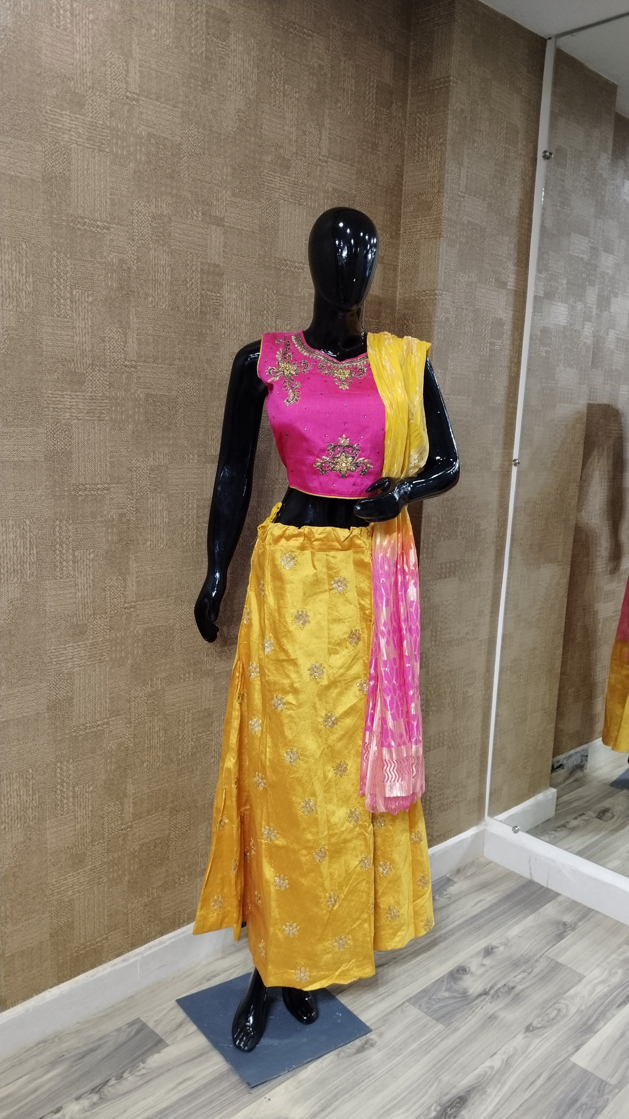 Yellow-Pink Lehenga Choli