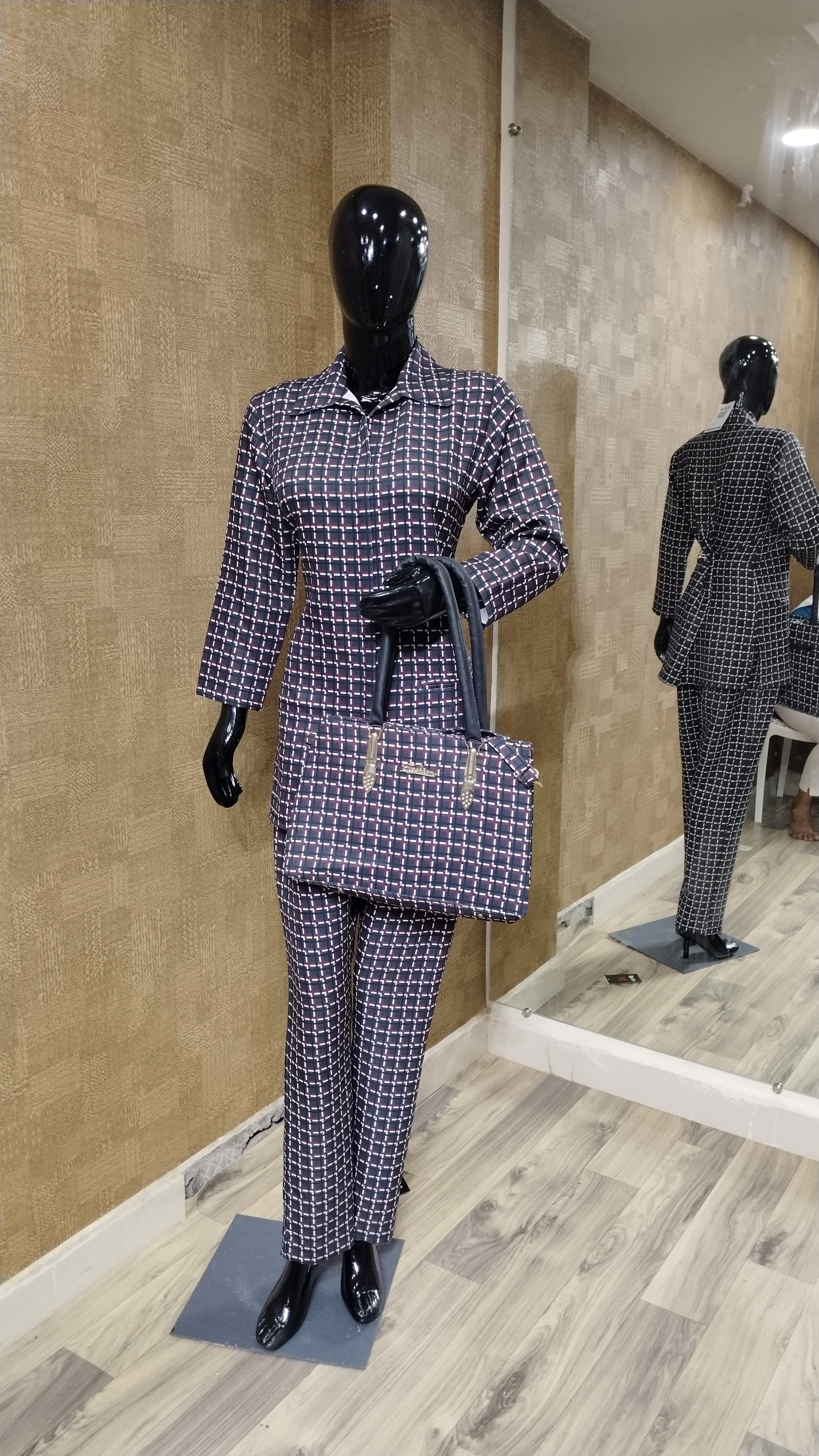 Formal Pantsuit with Handbag