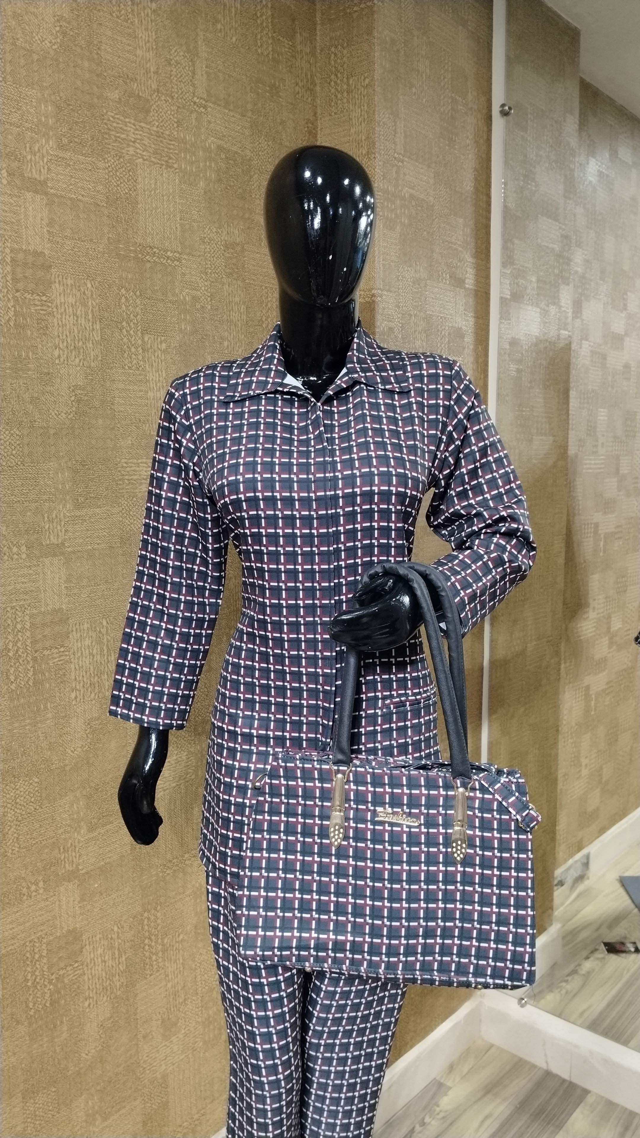 Formal Pantsuit with Handbag